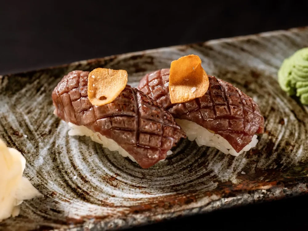 Prémium wagyu marha nigiri